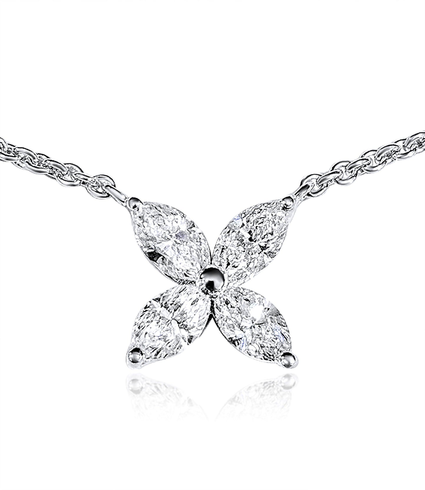 Marquise Diamond Pendant, 0.81ct 14k designer style Necklace Jewelry Flower Bloom Victoria