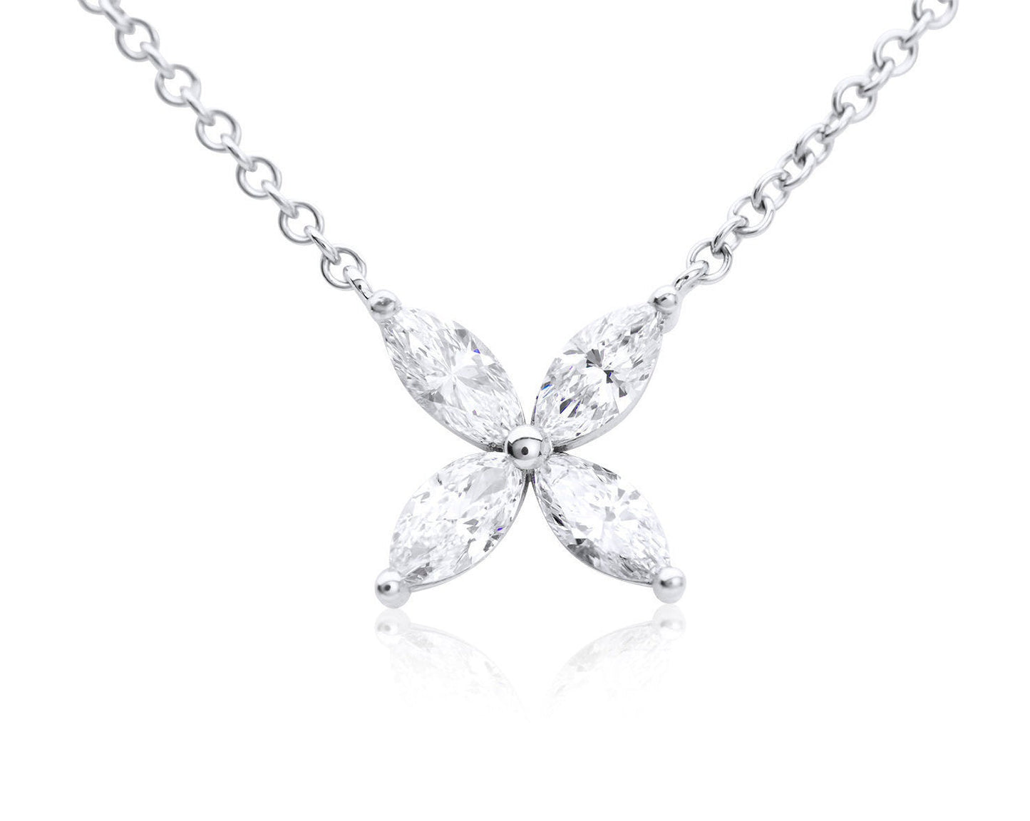 Marquise Diamond Pendant, 0.81ct 14k designer style Necklace Jewelry Flower Bloom Victoria