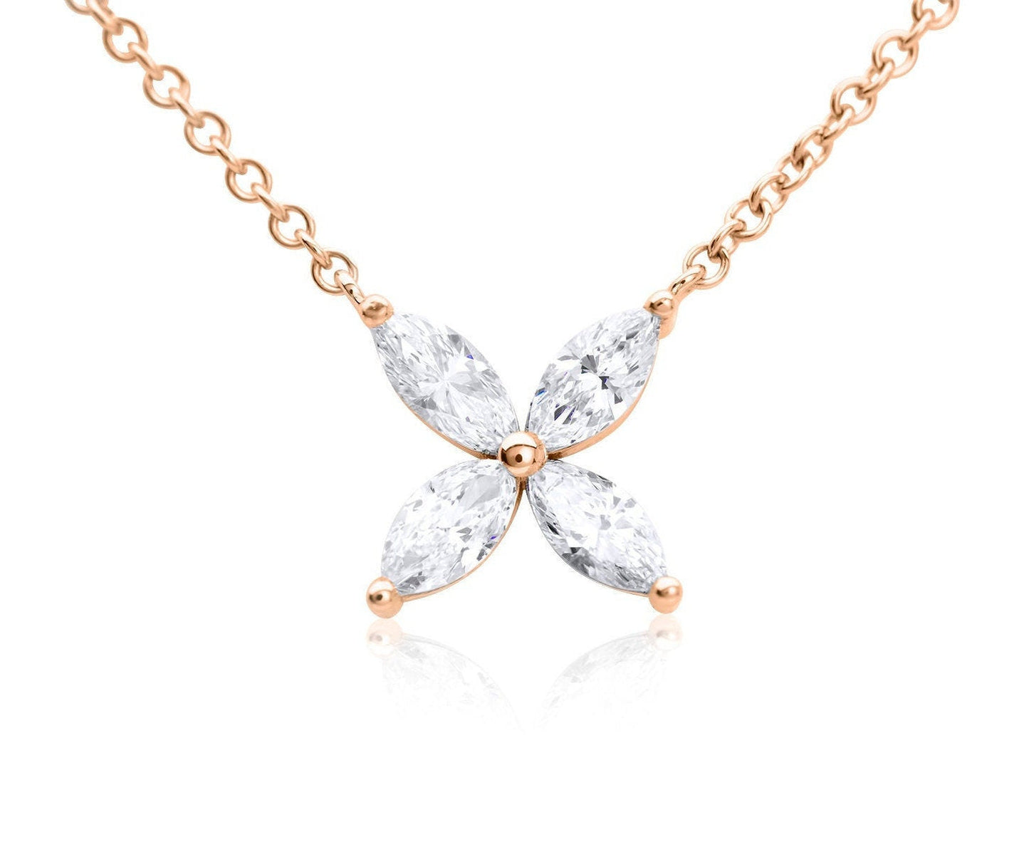 Marquise Diamond Pendant, 0.81ct 14k designer style Necklace Jewelry Flower Bloom Victoria