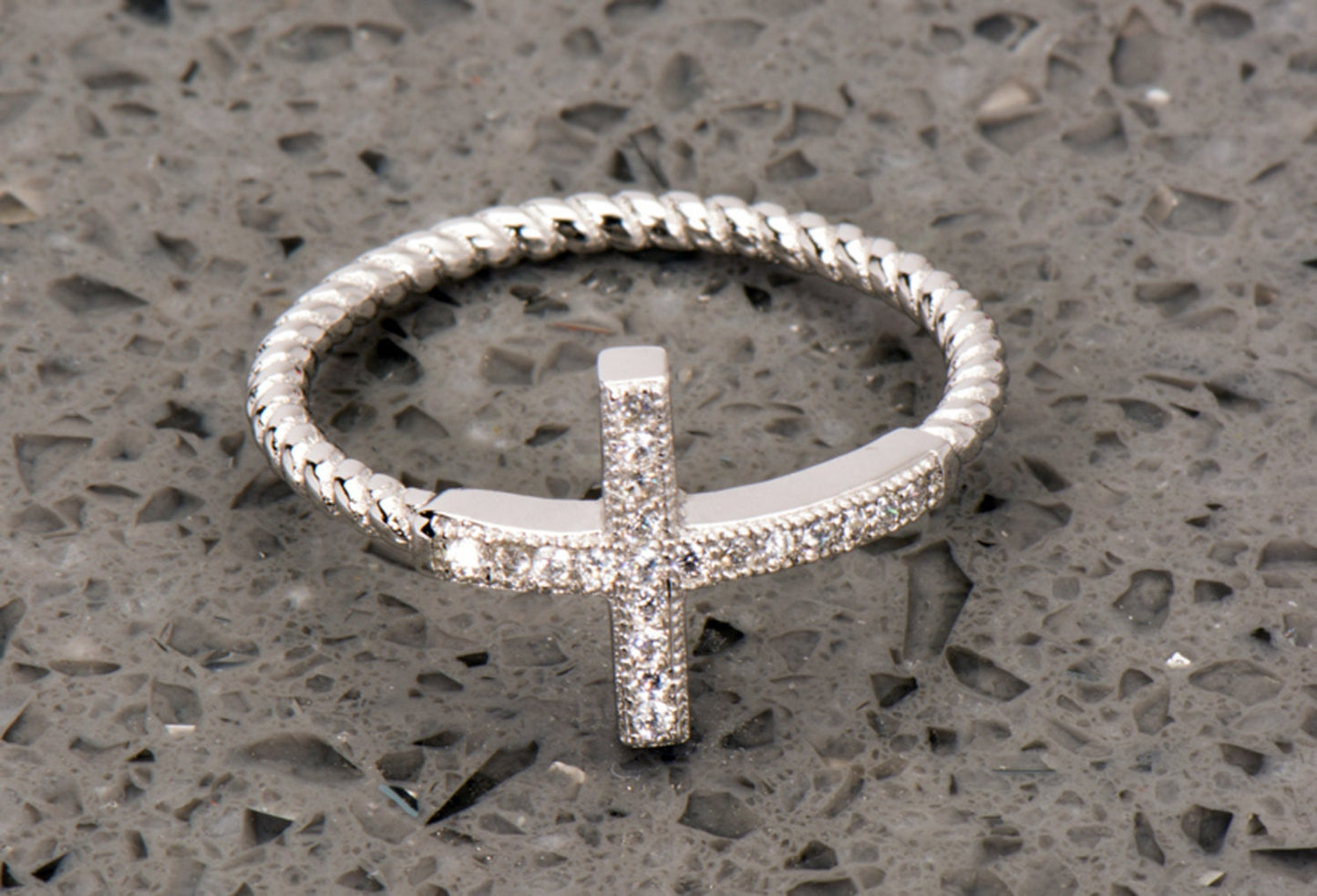 Sterling Silver Braided Cross Ring