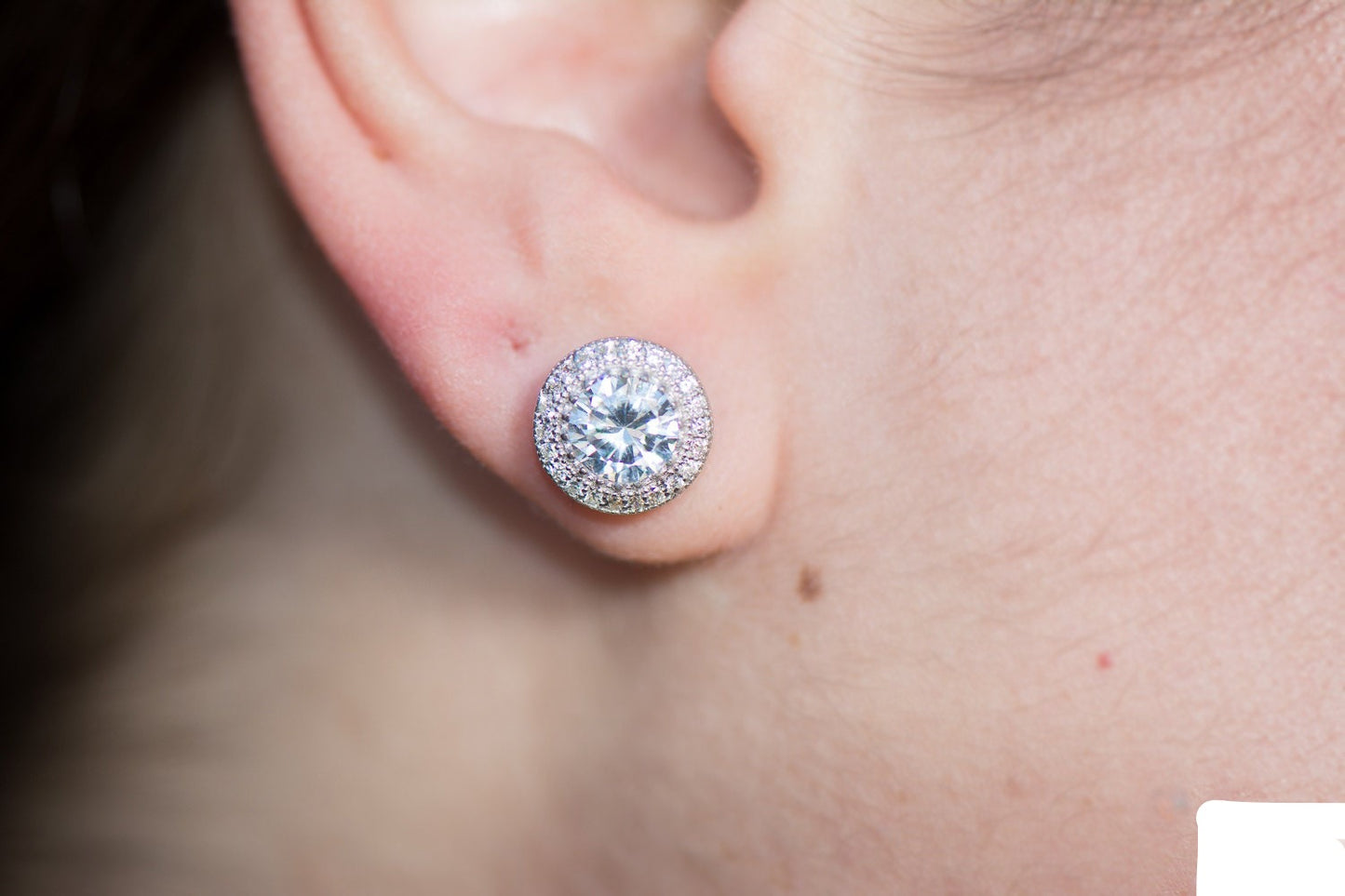 Sterling Silver Micro Pave Halo Stud Earrings