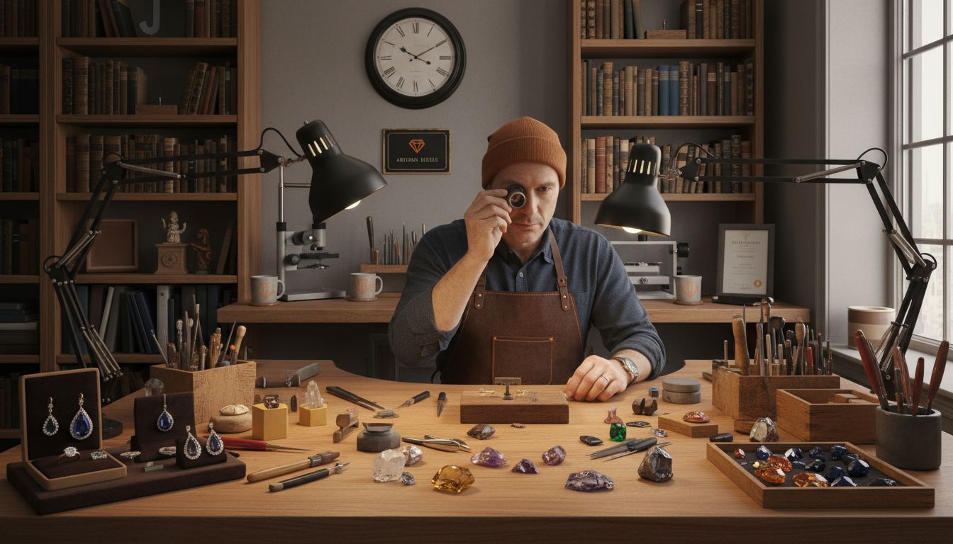 jeweler gemstone workspace