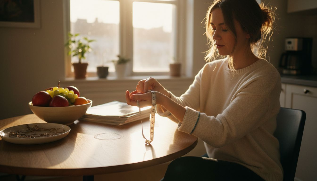 Woman measuring wrist for bracelet fit