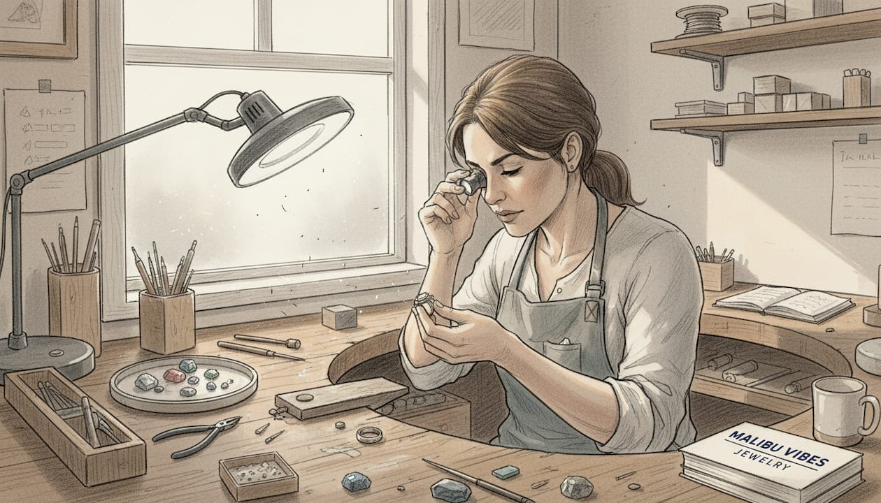 Jewelry artisan inspecting heirloom ring