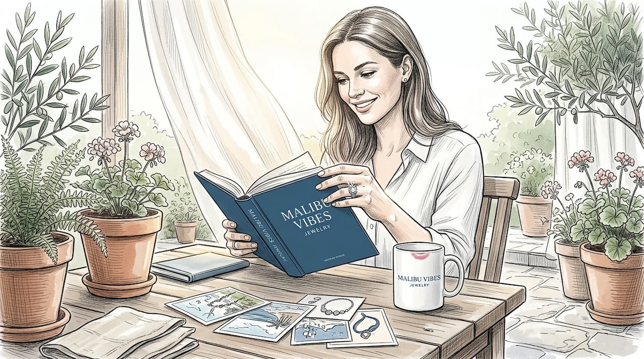 Multi-stone ring on woman reading at table