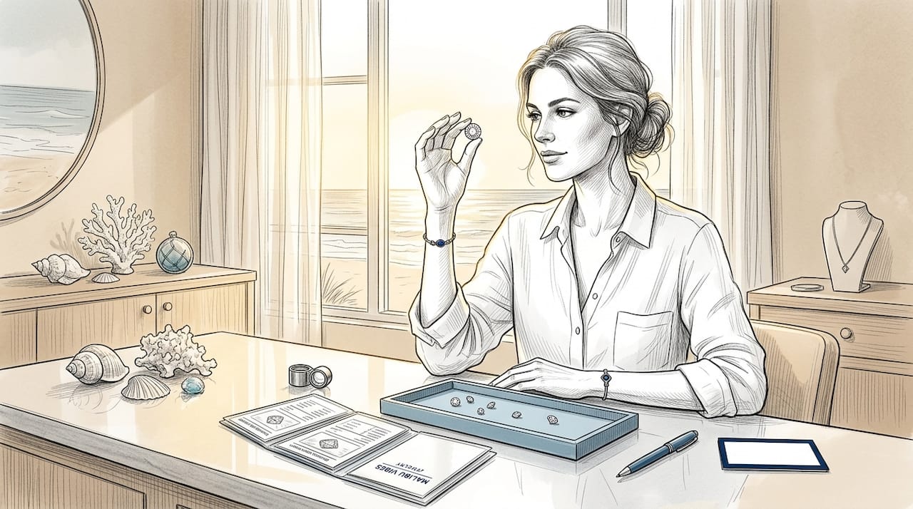 Person examining loose round brilliant diamond