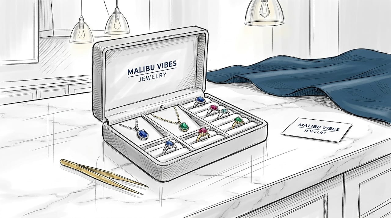 Elegant birthstone jewelry in velvet box