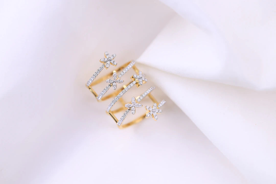 Elegant Stacking Minimalist Diamond Rings in 14K Gold