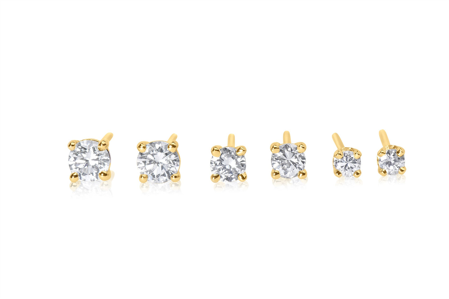 Collection of round diamond stud earrings