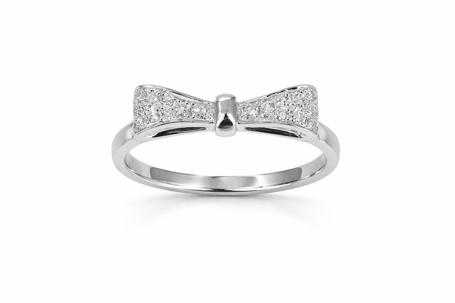 14k Pave Diamond Bow Tie Ring in 14k white gold