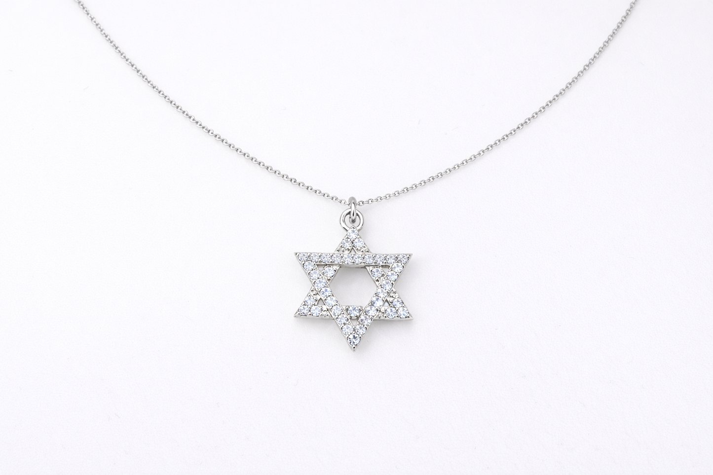 Star of David pendant necklace on a white background