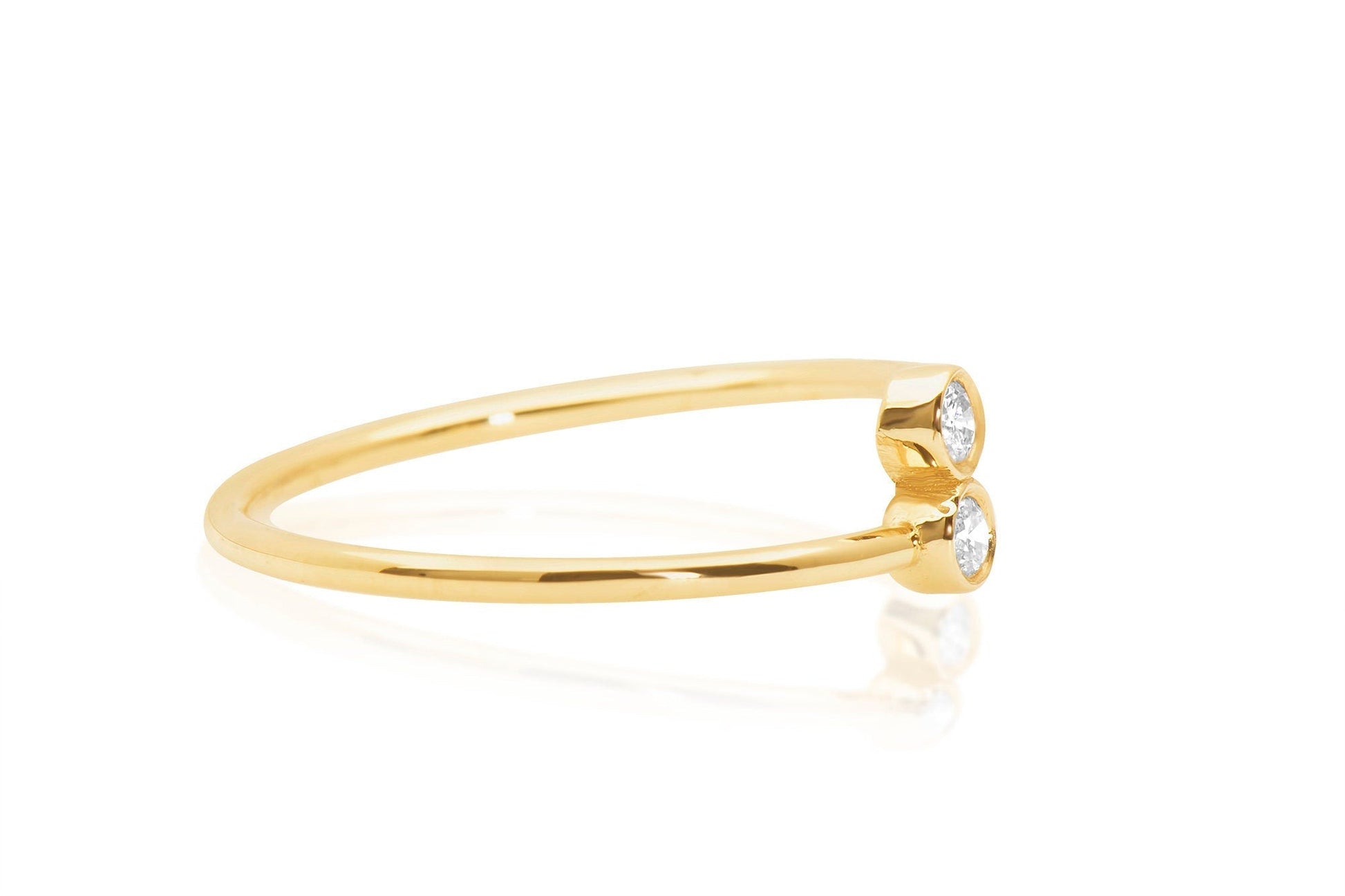 14k Gold Dual Diamond Bypass Ring