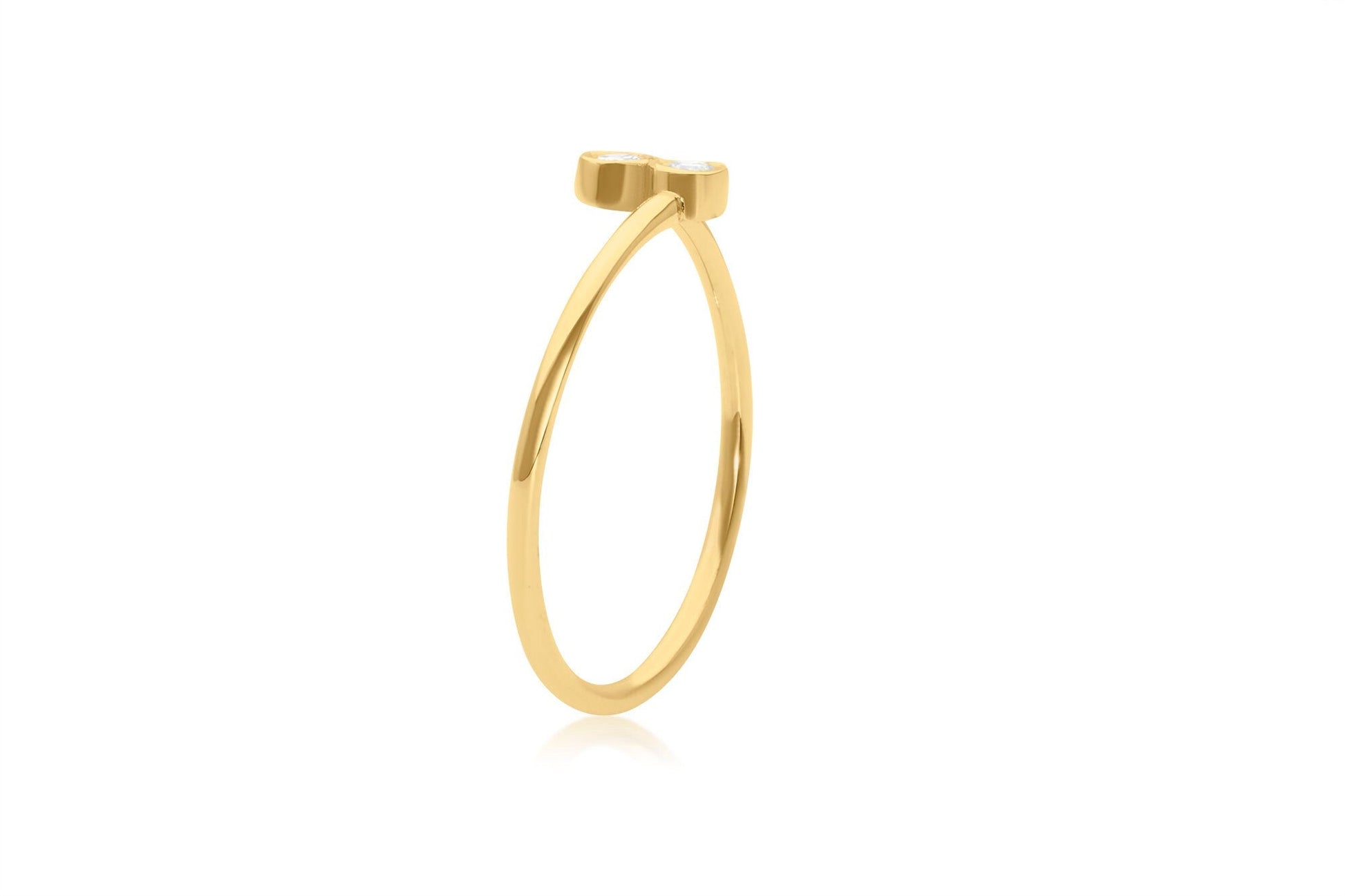 14k Gold Dual Diamond Bypass Ring