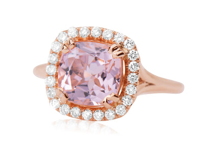 Split Shank 14k Rose Gold Diamond and Morganite Engagement Ring