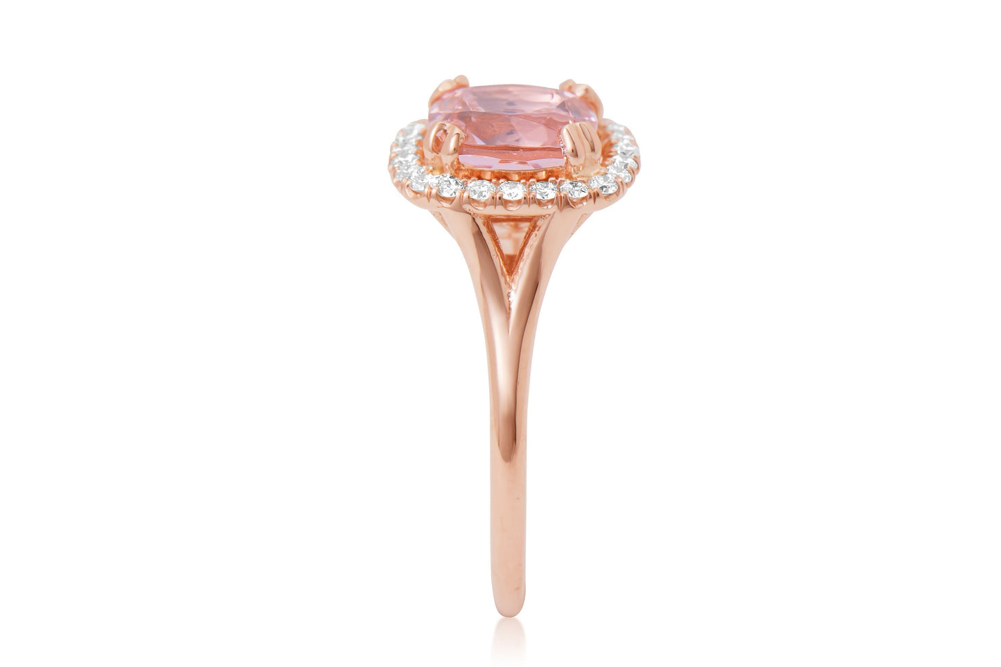 Split Shank 14k Rose Gold Diamond and Morganite Engagement Ring